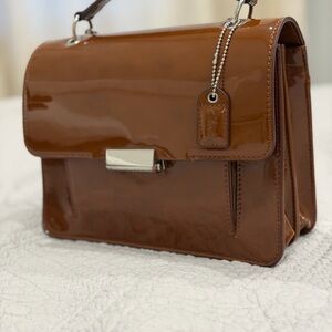 Clarks Tan Patent Leather Satchel